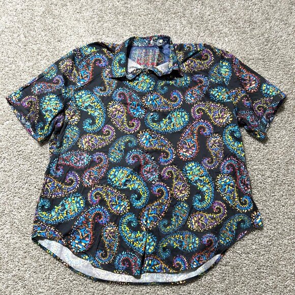 Robert Graham Men's Sz 2XL Multicolor Paisley Short Sleeve Button-Up Shirt - Picture 10 of 10